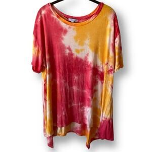 White Birch Tie Dye Top Size Extra Large Orange Red Yellow Soft Rayon Blend